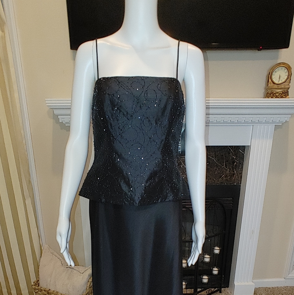 CACHET BLACK SHANTUNG 2 PC. DRESS W/ JACKET 8 - Picture 6 of 11